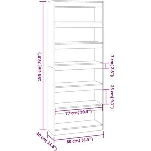 vidaXL-Boekenkast/kamerscherm-80x30x198-cm-spaanplaat-gerookt-eiken