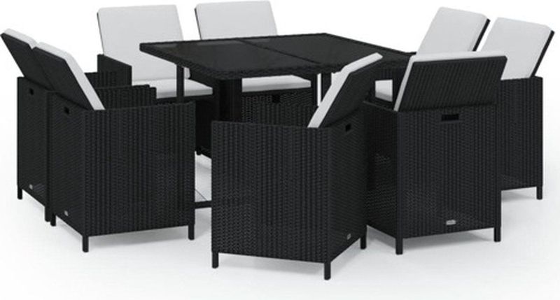 vidaXL-9-delige-Tuinset-met-kussens-poly-rattan-zwart