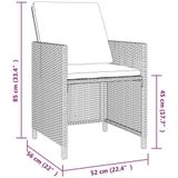 vidaXL 5-delige Tuinset met kussens poly rattan grijs