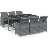 vidaXL 7-delige Tuinset met kussens poly rattan grijs