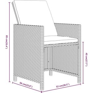 vidaXL 7-delige Tuinset met kussens poly rattan grijs