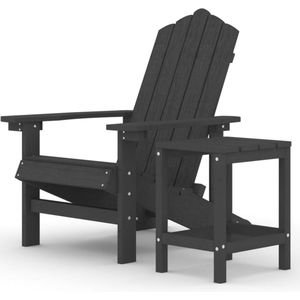 vidaXL Tuinstoel Adirondack met tafel HDPE antracietkleurig