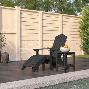 Adirondack-Gartenstuhl mit Hocker & Tisch hdpe Anthrazit Vidaxl