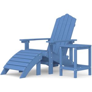 VidaXL Tuinstoel Adirondack met Voetenbank en Tafel - HDPE Aquablauw