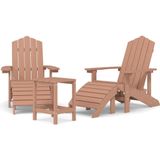 vidaXL Tuinstoelen Adirondack met voetenbank en tafel HDPE bruin