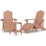 vidaXL Tuinstoelen Adirondack met voetenbank en tafel HDPE bruin