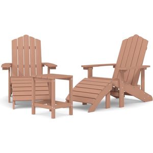 vidaXL Tuinstoelen Adirondack met voetenbank en tafel HDPE bruin