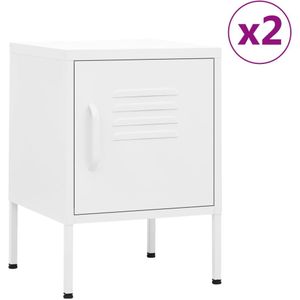 vidaXL Nachttische 2 Stk. Weiß 35x35x51 cm Stahl