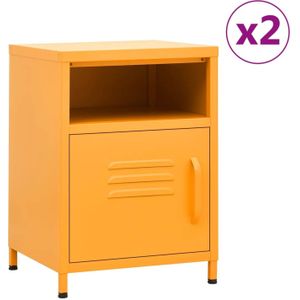 VidaXL-Nachtkastjes-2-st-35x35x51-cm-staal-mosterdgeel