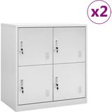 VidaXL Lockerkasten - 2 st - 90x45x92,5 cm - Staal - Lichtgrijs