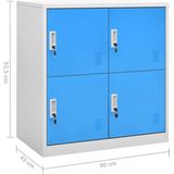 VidaXL Lockerkasten 2 st 90x45x92,5 cm Staal Lichtgrijs en Blauw