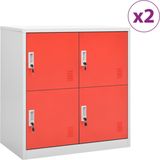 vidaXL-Lockerkasten-2-st-90x45x92,5-cm-staal-lichtgrijs-en-rood