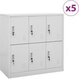 vidaXL Lockerkasten 5 st 90x45x92,5 cm staal lichtgrijs