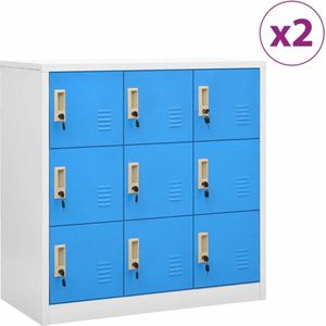 vidaXL-Lockerkasten-2-st-90x45x92,5-cm-staal-lichtgrijs-en-blauw