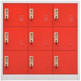 VidaXL Lockerkasten 2 st 90x45x92,5 cm Staal Lichtgrijs en Rood