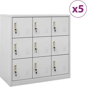 vidaXL-Lockerkasten-5-st-90x45x92,5-cm-staal-lichtgrijs