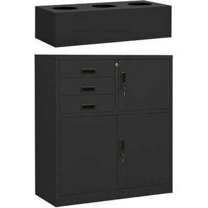 VidaXL Kantoorkast met Plantenbak 90x40x125 cm - Staal Antracietkleurig