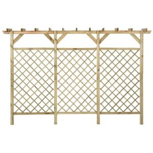 vidaXL - Tuinhek - met - latwerk - en - pergola - 300x50x200 - cm - geïmpregneerd - hout
