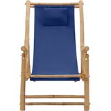 vidaXL Terrasstoel bamboe en canvas marineblauw