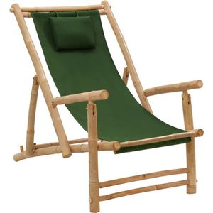 Ligstoel bamboe en canvas | vidaXL: Kleur - Groen - 318598XL