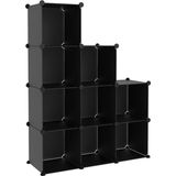 vidaXL - Opbergmeubel - met - 9 - vakken - polypropeen - zwart