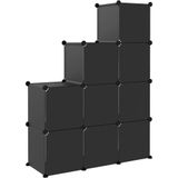 vidaXL - Opbergmeubel - met - 9 - vakken - polypropeen - zwart