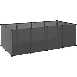 vidaXL - Dierenhok - klein - 144x74x46,5 - cm - polypropeen - en - staal - zwart