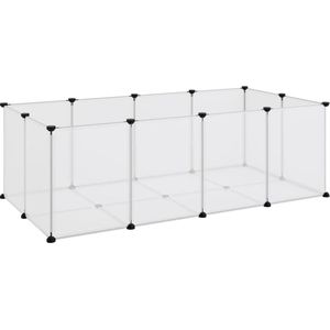 vidaXL-Dierenhok-klein-144x74x46,5-cm-polypropeen-en-staal-transparant