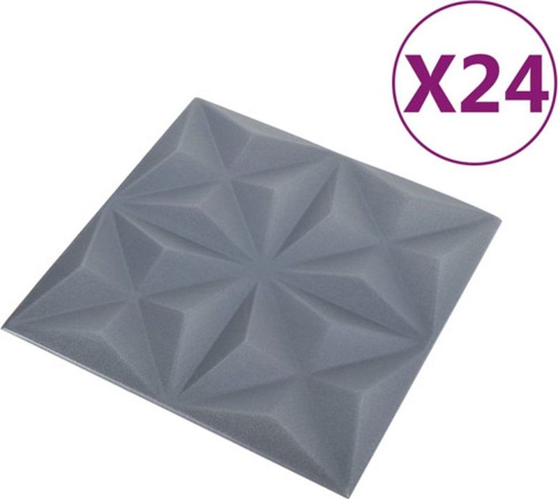 vidaXL 3D-Wandpaneele 24 Stk. 50x50 cm Origami Grau 6 m²