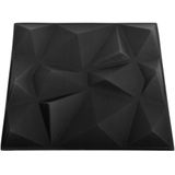 vidaXL - 12 - st - Wandpanelen - 3D - diamant - 3 - m² - 50x50 - cm - zwart
