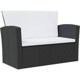 VidaXL 8-delige Loungeset met Kussens - Poly Rattan Zwart