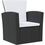 VidaXL 16-delige Loungeset met Kussens - Poly Rattan Zwart