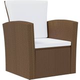 vidaXL 8-delige Loungeset met kussens poly rattan bruin