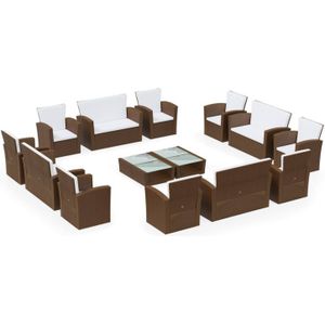 vidaXL-16-delige-Loungeset-met-kussens-poly-rattan-bruin