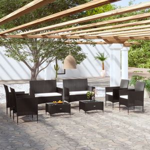 Vidaxl - 8-tlg. Garten-Lounge-Set mit Auflagen Poly Rattan Schwarz