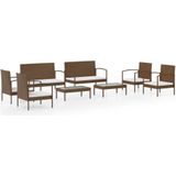 VidaXL 8-delige Loungeset met Kussens - Poly Rattan Bruin