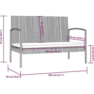 VidaXL 8-delige Loungeset met Kussens - Poly Rattan Grijs