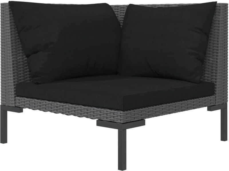 Gartensofa mit Kissen Halbrundes Poly Rattan vidaXL