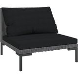 vidaXL Tuinbanken 2 st met kussens halfrond poly rattan