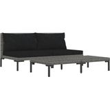 VidaXL Loungeset 3-delig Halfrond Poly Rattan Donkergrijs