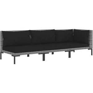 vidaXL 3-tlg. Garten-Lounge-Set Dunkelgrau Halbrundes Poly Rattan