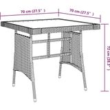 VidaXL Tuintafel 70x70x72 cm Poly Rattan en Massief Acaciahout Zwart