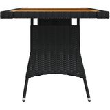 vidaXL Tuintafel 130x70x72 cm poly rattan en massief acaciahout zwart