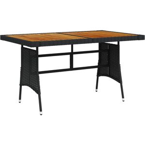 vidaXL - Tuintafel - Zwart - Massief Acaciahout en PE Rattan