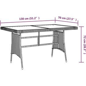 vidaXL Tuintafel 130x70x72 cm poly rattan en massief acaciahout zwart