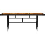 VidaXL Tuintafel 160x70x72 cm Poly Rattan en Massief Acaciahout Zwart