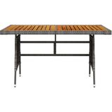 VidaXL Tuintafel 130x70x72 cm Poly Rattan en Massief Acaciahout Grijs