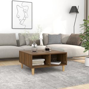 vidaXL - Salontafel - 60x60x30 - cm - bewerkt - hout - bruin - eikenkleur