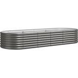 Hochbeet Pulverbeschichteter Stahl 224x80x36 cm Grau Vidaxl
