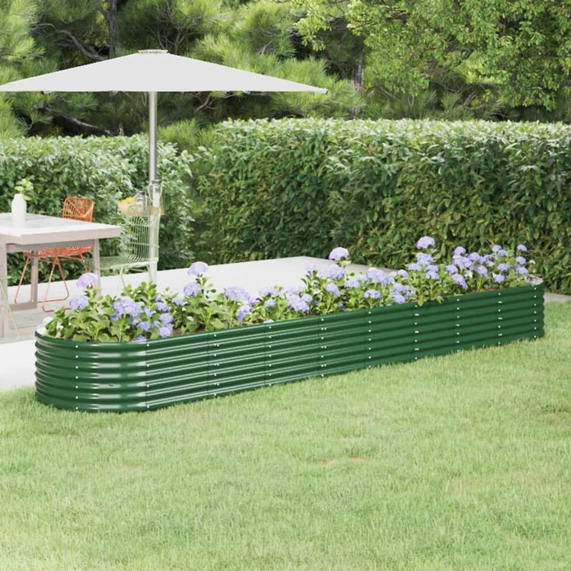 vidaXL Plantenbak 368x80x36 cm gepoedercoat staal groen